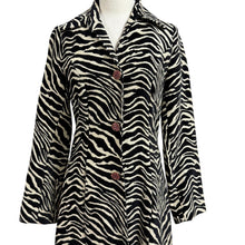 Load image into Gallery viewer, Three Sisters VTG Zebra Print Single Breasted Coat Size Small Made in USA
