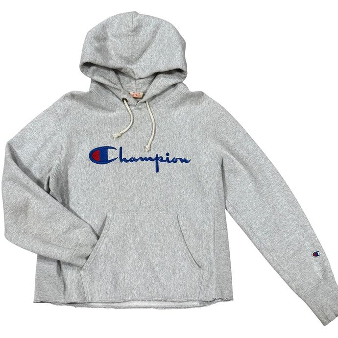 2010s Champion Reverse Weave Embroidered Logo Hoodie Gray Medium