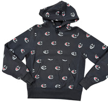 Load image into Gallery viewer, 2010s Champion Reverse Weave All Over C Logo Black Hoodie Small
