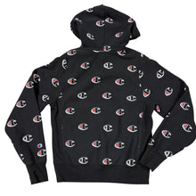 Load image into Gallery viewer, 2010s Champion Reverse Weave All Over C Logo Black Hoodie Small
