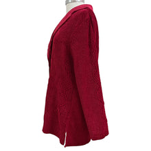 Load image into Gallery viewer, Harve Benard Raspberry Red Crinkle Textured One Button Longline Jacket Size L
