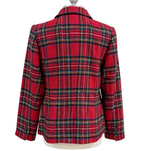 Load image into Gallery viewer, Talbots Red Tartan Plaid Wool Blend Two Button Blazer Holiday Size 12
