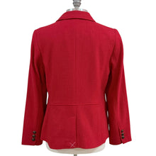 Load image into Gallery viewer, Talbots Red Wool Blend Two Button Blazer Crest Buttons Polka Dot Lining Size 12

