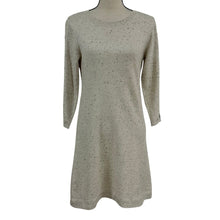 Load image into Gallery viewer, Talbots Petite Oatmeal Donegal Fleck Knit Sweater Dress Button Sleeve Size MP
