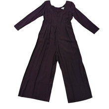 Load image into Gallery viewer, 90s Compagnie Internationale Express Plum Polka Dot Rayon Wide Leg Jumpsuit S
