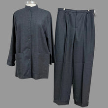Load image into Gallery viewer, Vintage 90s Company Ellen Tracy Charcoal Pinestripe Wool Pant Suit  Jacket Size M / Pants Size 14
