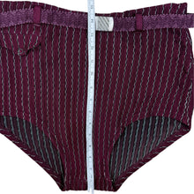 Load image into Gallery viewer, Vintage 1940s MacDougall Sportswear Burgundy Pinstripe Wool Swim Trunks Belted
