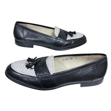 Load image into Gallery viewer, Johnston &amp; Murphy Black Leather Woven Tassel Loafers Two Tone Mens Size 12 M
