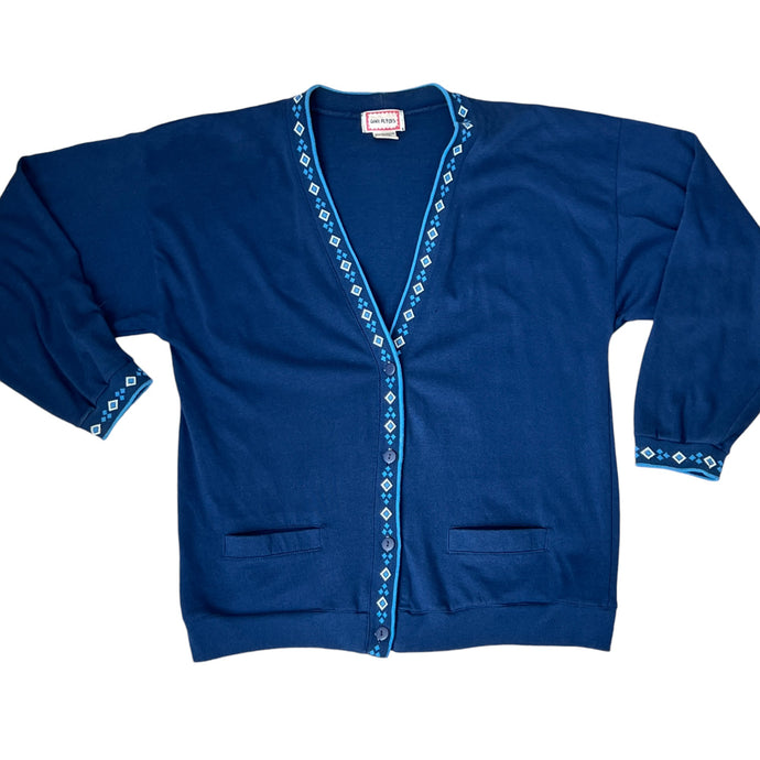 Vintage 90s Navy Blue Cardigan Size Medium