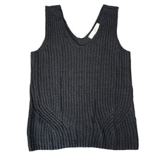 Load image into Gallery viewer, Black V-Neck Knit Tank Top Size Small 
