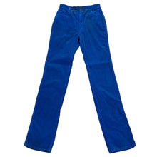 Load image into Gallery viewer, 1980s High Rise Straight Leg Blue Corduroy Pants 100% Cotton Waist 24
