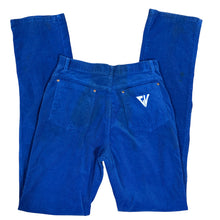 Load image into Gallery viewer, 1980s High Rise Straight Leg Blue Corduroy Pants 100% Cotton Waist 24
