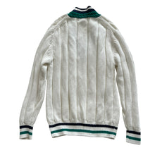 Load image into Gallery viewer, 80s V-Neck Cricket Cable Knit Sweater 100% Cotton Size Large
