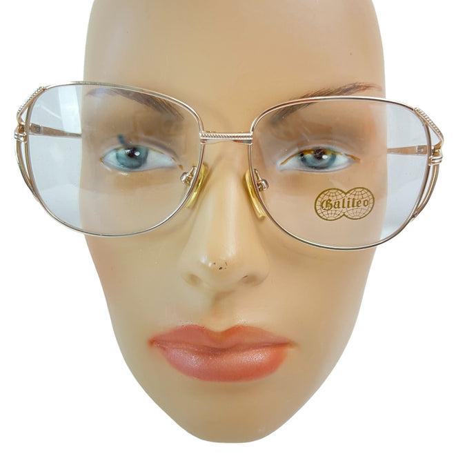 Vintage 70s Galileo 18K Gold Plate Clear Glasses 54mm 