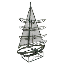 Load image into Gallery viewer, Vintage Metal Sailboat Wine Rack Nautical Coastal Decor
