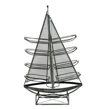 Load image into Gallery viewer, Vintage Metal Sailboat Wine Rack Nautical Coastal Decor
