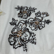 Load image into Gallery viewer, VTG 90s White Knit Floral Embroidered Cardigan Sweater Size S
