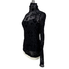 Load image into Gallery viewer, Vintage Black Semi Sheer Turtleneck top Size Small
