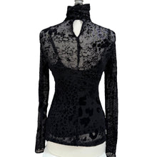 Load image into Gallery viewer, Vintage Black Semi Sheer Turtleneck top Size Small
