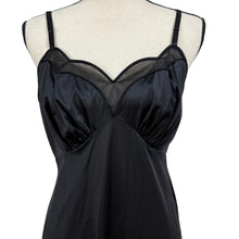 Load image into Gallery viewer, Vintage 60s Vanity Fair Black Nylon Slip Dress Size 36 Made in USA
