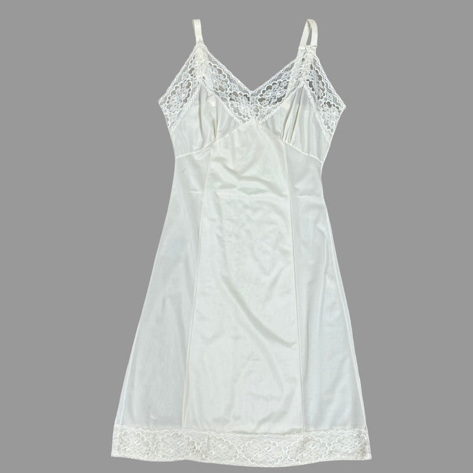 1960s Ivory Lace Nylon Slip Dress Size 32