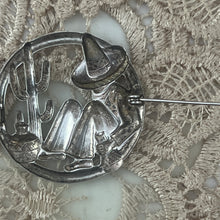 Load image into Gallery viewer, 925 Sterling Silver Traveler w Cactus  Brooch
