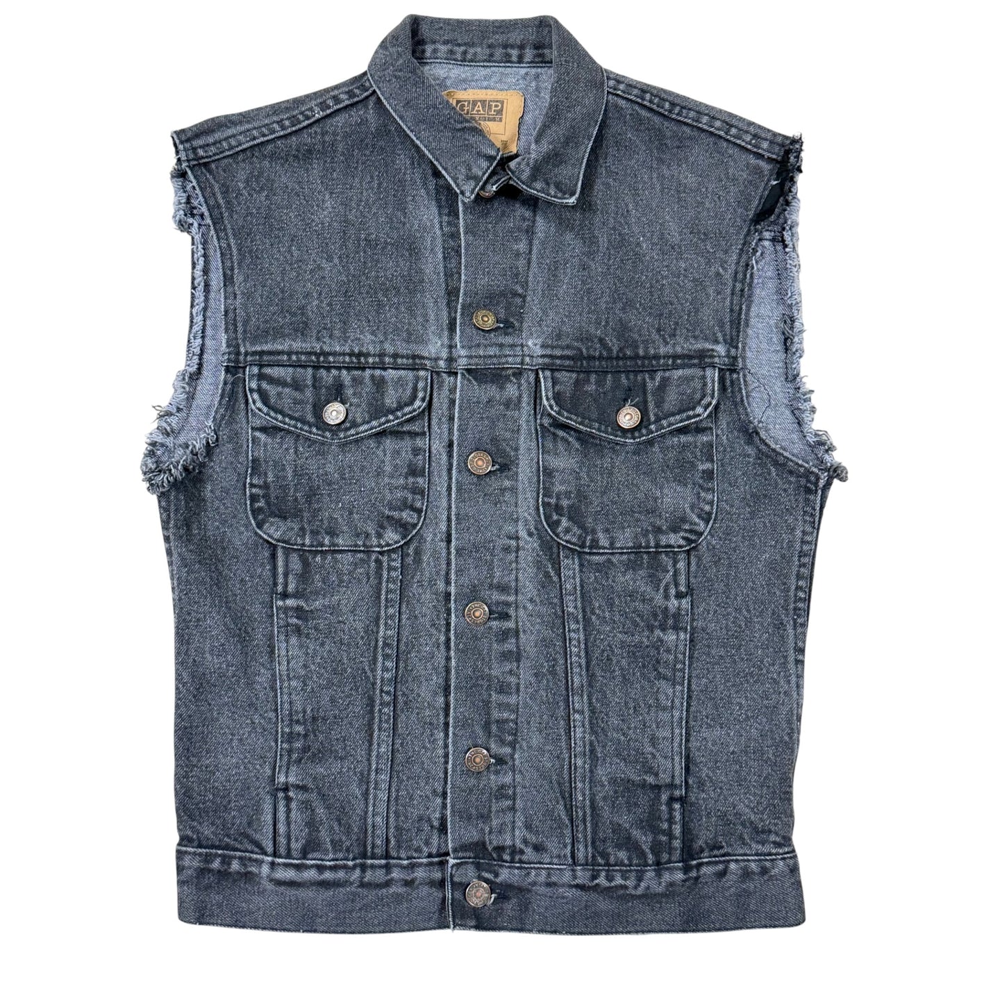90s GAP Dark Gray sleeveless Denim Vest Grunge Small