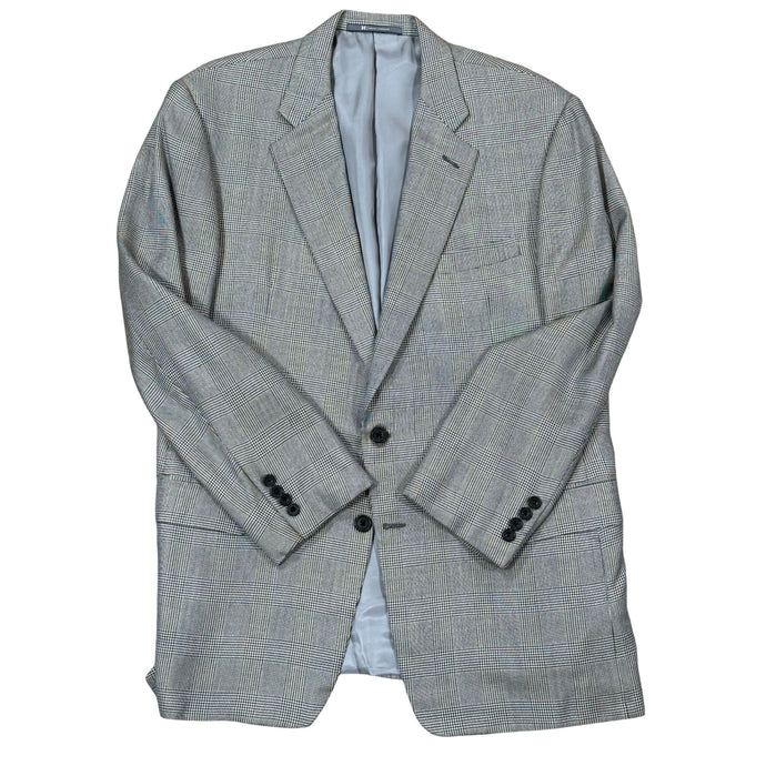 VTG Hickey Freeman USA Silk Wool Plaid Sportcoat Blazer 43R