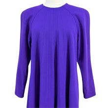 Load image into Gallery viewer, 60s 70s Vintage Lilli Ann Royal Purple Pleated Wool Tent Dress Size Medium
