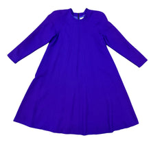 Load image into Gallery viewer, 60s 70s Vintage Lilli Ann Royal Purple Pleated Wool Tent Dress Size Medium
