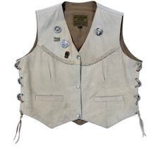 Load image into Gallery viewer, 90s Vintage Leather Biker Vest with Texas Harley Pins Size Large
