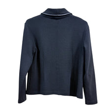 Load image into Gallery viewer, Dana Buchman Black Merino Wool Leather Trim Cardigan Size M Sweater Medium

