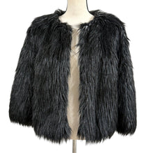 Load image into Gallery viewer, Y2K Black Shaggy Faux Fur Open Front Jacket
