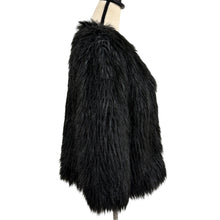 Load image into Gallery viewer, Y2K Black Shaggy Faux Fur Open Front Jacket
