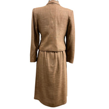 Load image into Gallery viewer, VTG 80s does 60s Flax Rayon Shawl Collar Skirt Suit Set
