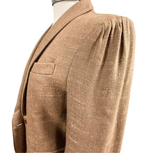 Load image into Gallery viewer, VTG 80s does 60s Flax Rayon Shawl Collar Skirt Suit Set
