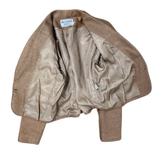 Load image into Gallery viewer, VTG 80s does 60s Flax Rayon Shawl Collar Skirt Suit Set
