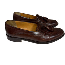 Load image into Gallery viewer, Vintage Johnston &amp; Murphy Cellini Brown Leather Tassel Loafers Size 7.5 M
