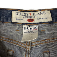 Load image into Gallery viewer, 90s Guess Jeans USA American Tradition Classic Fit Narrow Leg Denim 100 Cotton Size 28
