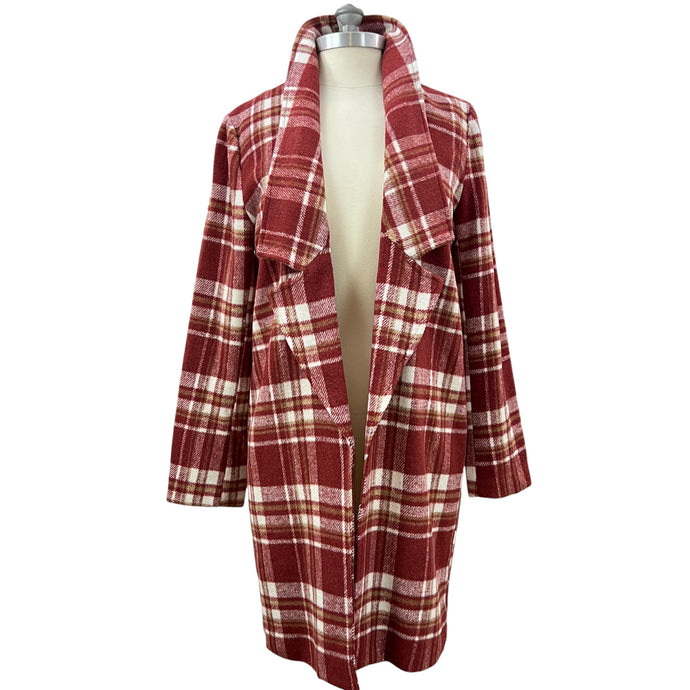 Plaid Open Front Jacket Size Small