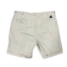 Load image into Gallery viewer, 90s Izod 100% Cotton Khaki Pleat Front Chino Shorts w Crest Logo Size 42 NWT
