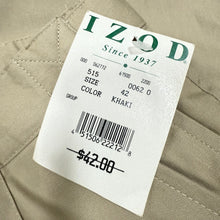 Load image into Gallery viewer, 90s Izod 100% Cotton Khaki Pleat Front Chino Shorts w Crest Logo Size 42 NWT
