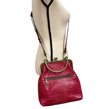 Load image into Gallery viewer, Patricia Nash Croc Leather Crossbody Bag with frame &amp; kiss lock closure
