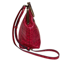 Load image into Gallery viewer, Patricia Nash Croc Leather Crossbody Bag with frame &amp; kiss lock closure
