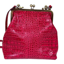 Load image into Gallery viewer, Patricia Nash Croc Leather Crossbody Bag with frame &amp; kiss lock closure
