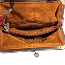 Load image into Gallery viewer, Patricia Nash Croc Leather Crossbody Bag with frame &amp; kiss lock closure
