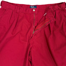Load image into Gallery viewer, VTG Polo Ralph Lauren Red Chino Pleat Front Shorts USA Size 36 100% Cotton
