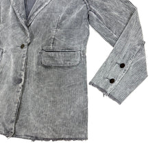 Load image into Gallery viewer, POL Disressed Gray Corduroy Blazer Size Small
