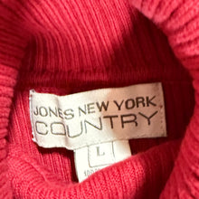 Load image into Gallery viewer, 90s Black &amp; Red Striped Cotton Turtleneck Sweater Size Large
