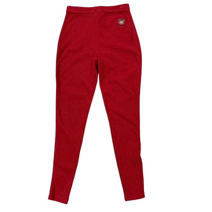 VTG Ralph Lauren Red Thermal Knit Pants USA Navy Reserve Crest Logo Size Medium